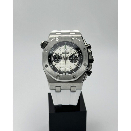 Custom Seiko Mod • White Panda AP ROO Quartz Chronograph • 46mm